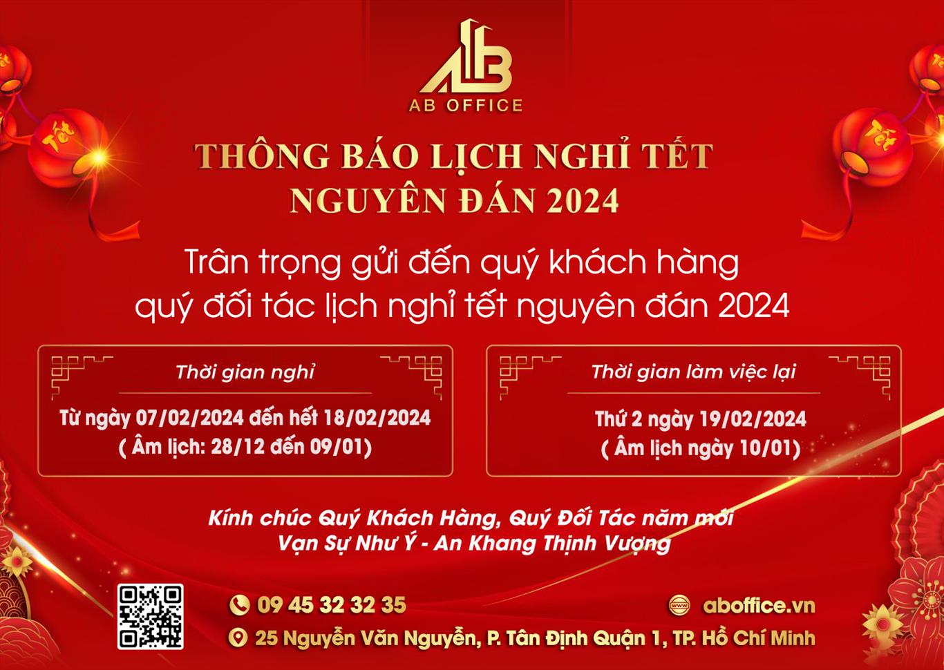 ABOffice thông báo lịch nghỉ Tết Nguyên Đán 2024